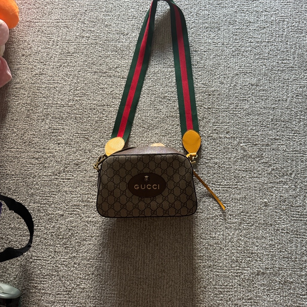 Gucci Beige Messenger Bag with Red and Green Details